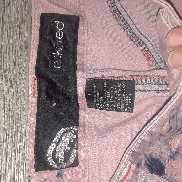 Ecko Red Pink and Blue Denim Jeans Bleached Straight Leg 7 - Picture 2 of 4